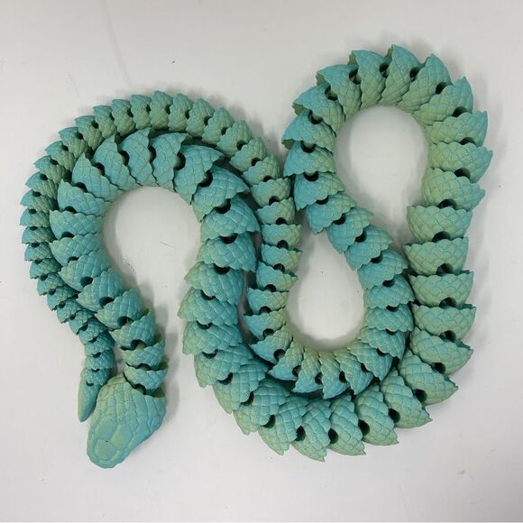 Articulating Snakes 3D Printed 5' Long (60") Teal/Yellow Color Décor Gift - Picture 3 of 7